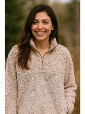 𝅺Thread & Supply Fleece, Teddy Sherpa 1/4 Zip Pullover Jacket Small